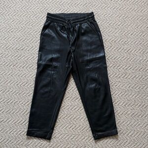 Black Faux Leather Jogger Pants